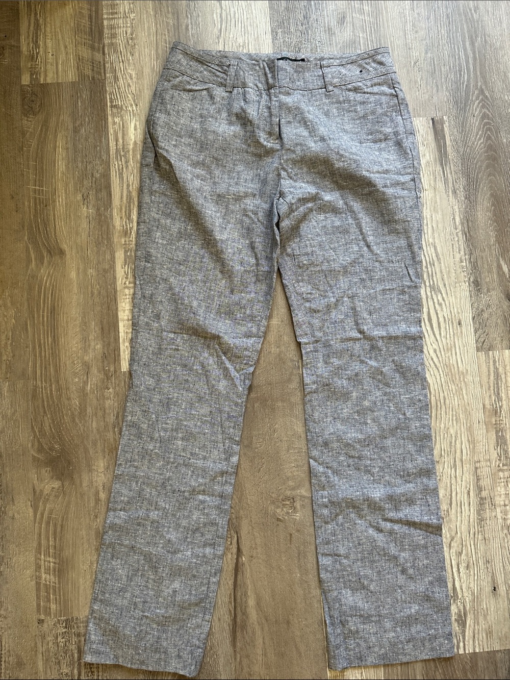 Grey Women's Straight-Leg Linen-Blend Trousers